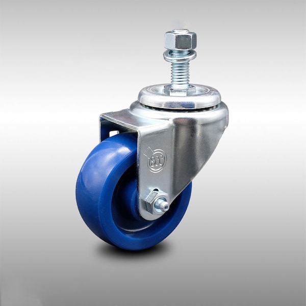 3 Inch SS Solid Polyurethane Wheel Swivel 1/2 Inch Threaded Stem Caster SCC